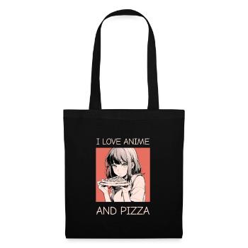 Ich liebe Anime und Pizza - Manga Stil - Stoffbeutel - Schwarz - Vorne