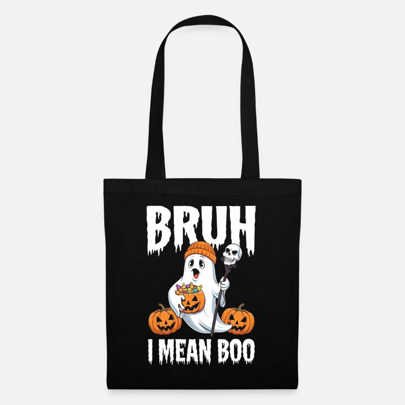Fantôme d’Halloween effrayant avec citrouilles - Sac en tissu - noir