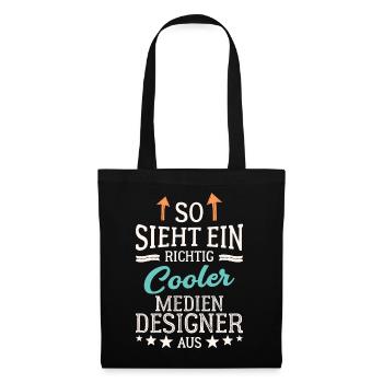 So sieht ein richtig cooler Mediendesigner aus - Stoffbeutel - Schwarz - Vorne