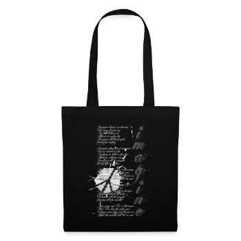 imagine - graphic peace sign and lyrics - Tote Bag - black - Front