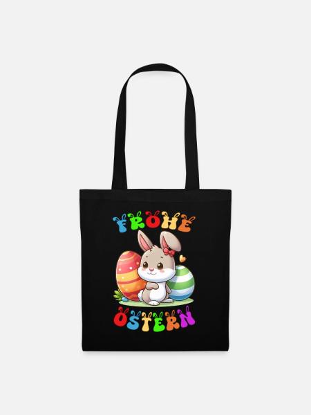 Frohe Ostern - Stoffbeutel - Schwarz