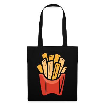 Pommes Illustration – Lustiges Fast-Food Design - Stoffbeutel - Schwarz - Vorne