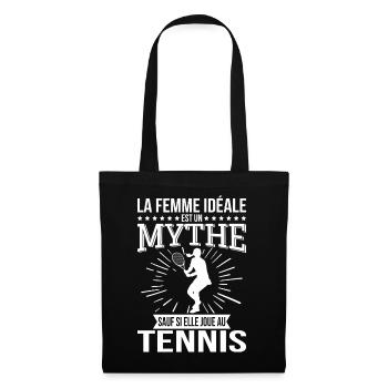 Die ideale Frau, ein Mythos, es sei denn, sie spielt Tennis - Stoffbeutel - Schwarz - Vorne