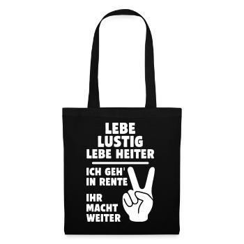 Funny pension message with peace sign - Tote Bag - black - Front