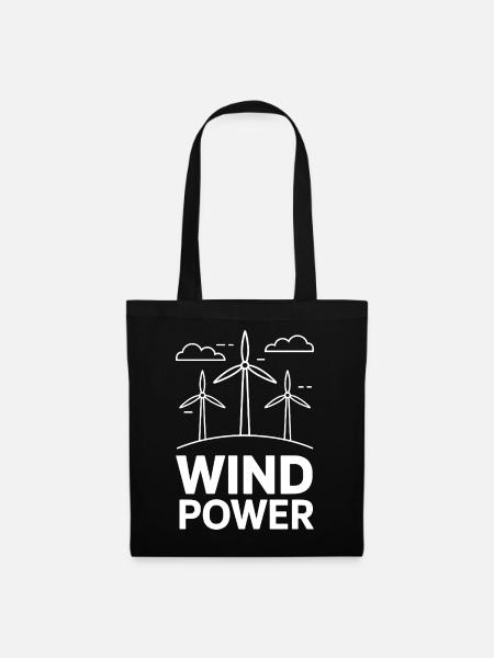  Wind Power Windkraft Erneuerbare Energie - Stoffbeutel - Schwarz