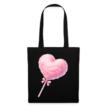 Pink Cotton Candy Heart Illustration - Tote Bag - black - Front