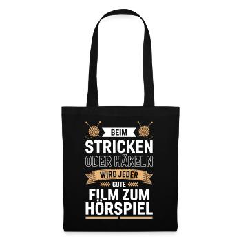 Filmhörspiel beim Stricken - Stoffbeutel - Schwarz - Vorne