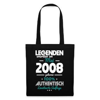 18. Geburtstag - Legenden wurden im Mai 2008 - Stoffbeutel - Schwarz - Vorne