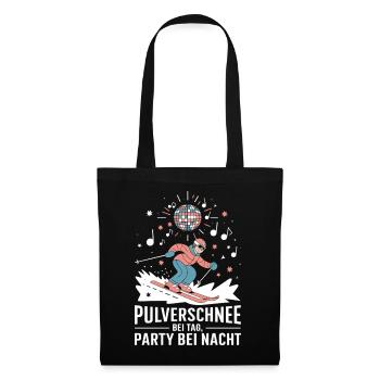  Pulverschnee Bei Tag Party Bei Nacht Skifahren - Stoffbeutel - Schwarz - Vorne