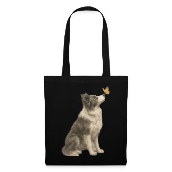 Australian Shepherd Hund Natur Illustration - Stoffbeutel - Schwarz - Vorne