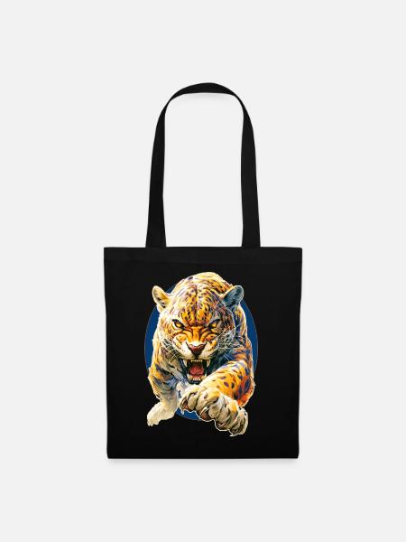 Leopard - Stoffbeutel - Schwarz