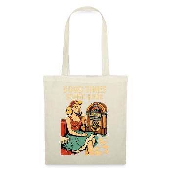 Retro 50s Diner Pin-Up Girl Milchshake Poster - Stoffbeutel - Natur - Vorne
