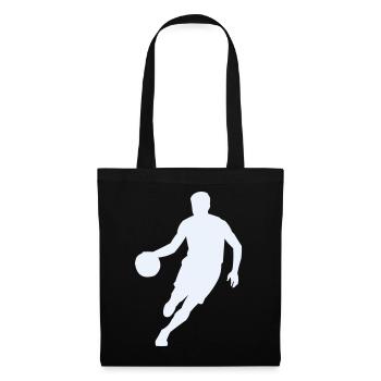 Dynamische Basketball-Silhouette - Stoffbeutel - Schwarz - Vorne