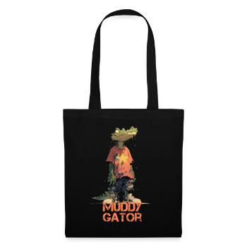 Muddy Gator - Crocodile drôle au regard noir - Sac en tissu - noir - Devant