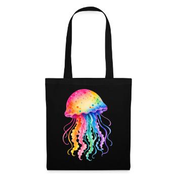 Illustration aquarelle de méduse colorée - Sac en tissu - noir - Devant