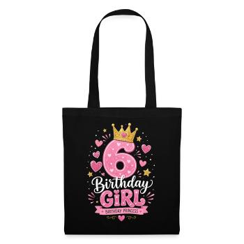 6 Birthday Girl Glitter Crown - Tote Bag - black - Front