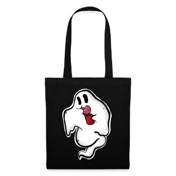 Ghost with donut and cup - Tote Bag - black - Front