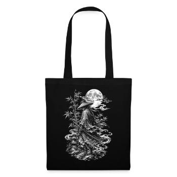 Japanese Samurai Ronin with Straw Hat and Katana - Tote Bag - black - Front