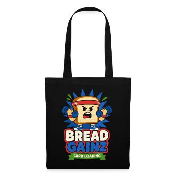 Bread Gainz – Lustiges Carb Loading Workout - Stoffbeutel - Schwarz - Vorne