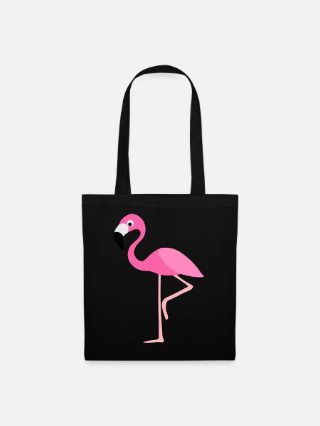 Rosa Flamingo Vektor-Print - Stoffbeutel - Schwarz