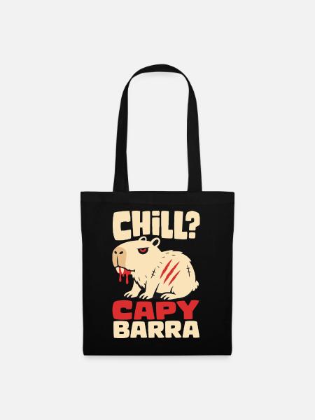 Horror-Capybara – Chill mit Gruselfaktor - Stoffbeutel - Schwarz