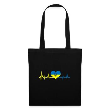 Heartbeat Ukraine Flag I Stand With Ukraine - Stoffbeutel - Schwarz - Vorne