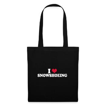 Schneeschuhwandern I Love Snowshoeing - Stoffbeutel - Schwarz - Vorne