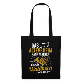 Waldhorn Hornist Orchester Musiker Horn Blasmusik - Stoffbeutel - Schwarz - Vorne