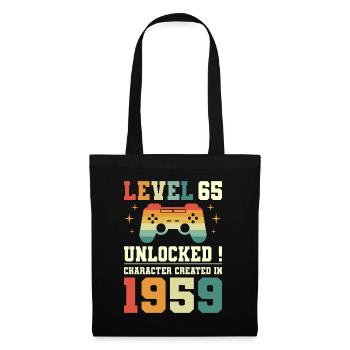 Level 65 Geburtstagsspieler 65 Jahre - Stoffbeutel - Schwarz - Vorne