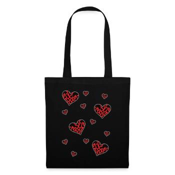 Amour animal de la ferme Cadeau Coeur Vache Motif - Sac en tissu - noir - Devant