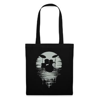 Drumset Silhouette Drums with Reflection - Tote Bag - black - Front