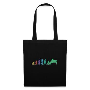 Evolution of man Piano Musician Retro Vintage - Stoffbeutel - Schwarz - Vorne