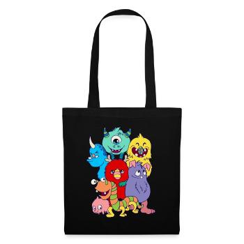 Geschenkidee Monster Design Geburtstag Halloween - Stoffbeutel - Schwarz - Vorne