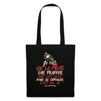 "Je fais de la moto" t-shirt humour moto - Sac en tissu - noir - Devant