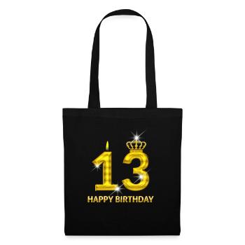 or numéro 13-joyeux anniversaire - anniversaire- - Sac en tissu - noir - Devant