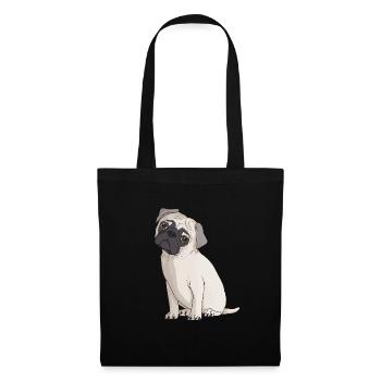 Mops PUG Hunde Dog Fan - Stoffbeutel - Schwarz - Vorne