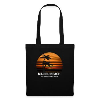 Malibu Beach Kalifornien mit Palmen - Stoffbeutel - Schwarz - Vorne