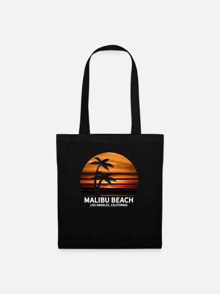 Malibu Beach Kalifornien mit Palmen - Stoffbeutel - Schwarz