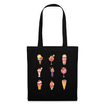 Eis Speiseeis Eiskrem Eiscreme Kugeleis Eisbecher - Stoffbeutel - Schwarz - Vorne