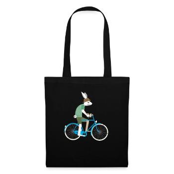 Hase Kaninchen Fahrrad Geschenk Radsport Radtour - Stoffbeutel - Schwarz - Vorne