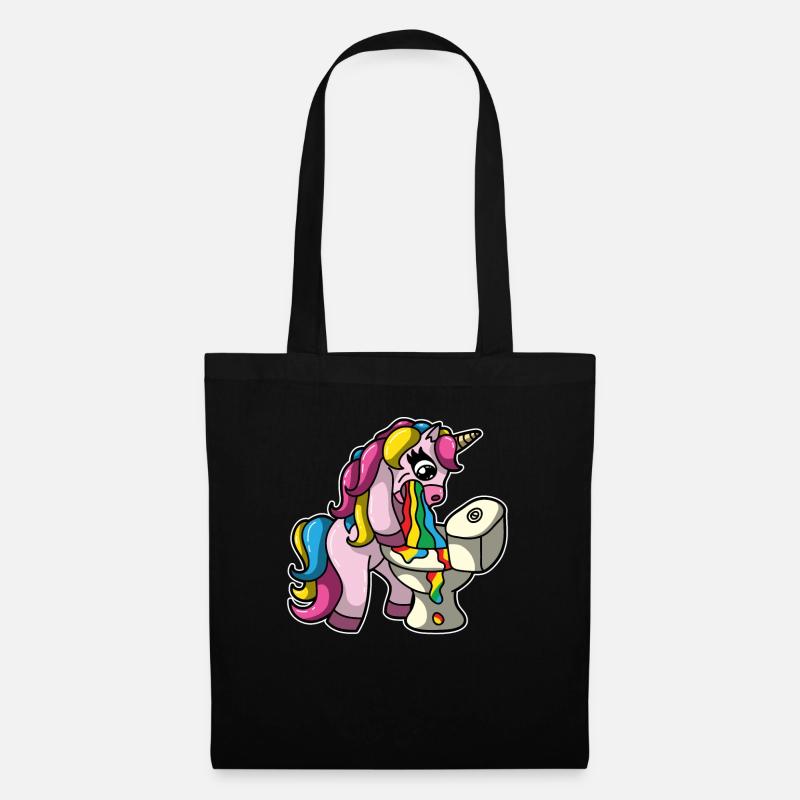 Einhorn kotzt Regenbogen Einhornkotze Geschenk - Stoffbeutel - Schwarz