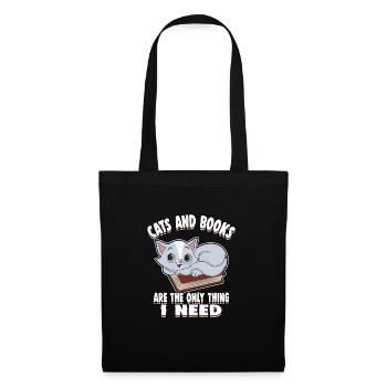 Chats lire des livres animaux amour livre idée cadeau - Sac en tissu - noir - Devant