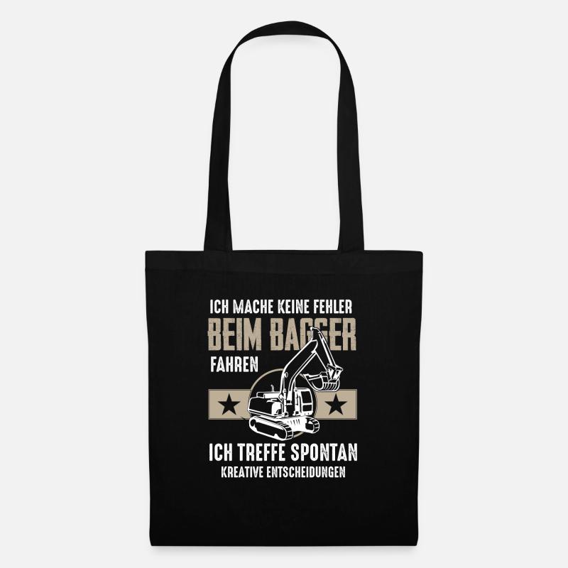 Bagger Shirt · Baustelle · Baumaschine · spontan - Stoffbeutel - Schwarz