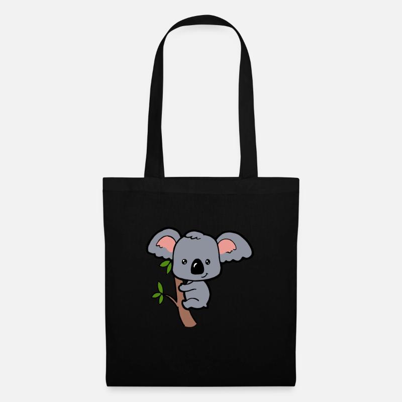 Koala Bär auf Baum Süßes Tierkind Zootier Geschenk - Stoffbeutel - Schwarz