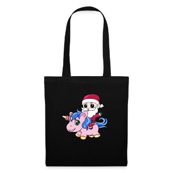 Santa Einhorn Weihnachtsmann Geschenk Tochter - Stoffbeutel - Schwarz - Vorne