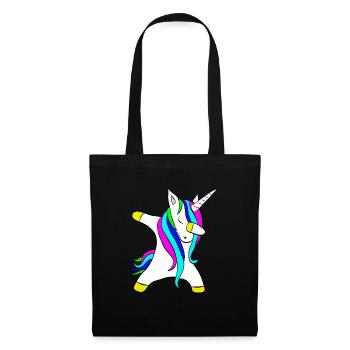 Dabbing unicorn Einhorn - Stoffbeutel - Schwarz - Vorne