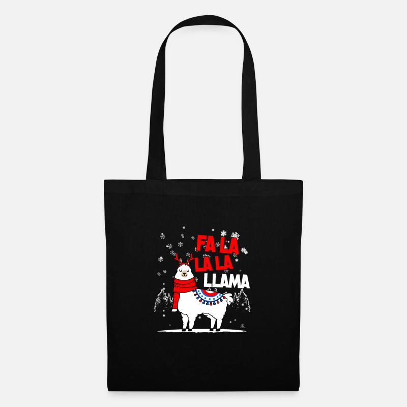 Falalalala Lama Weihnachtsgeschenk - Stoffbeutel - Schwarz