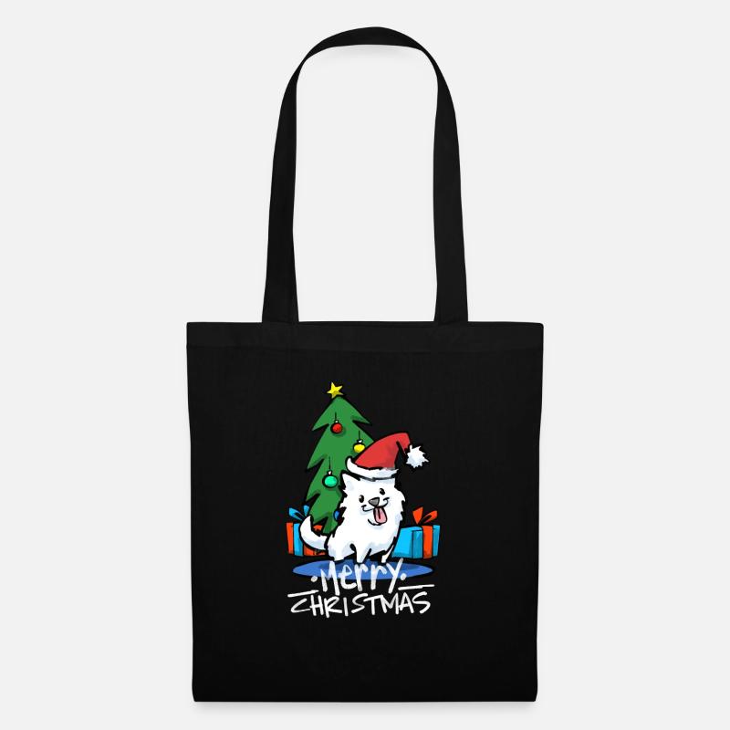 Fröhlicher Dogmass Samoyed Dog Weihnachtsgeschenk T-Shirt - Stoffbeutel - Schwarz