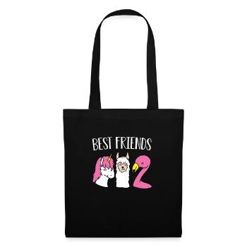 Einhornlama-Flamingogeschenk der besten Freunde - Stoffbeutel - Schwarz - Vorne