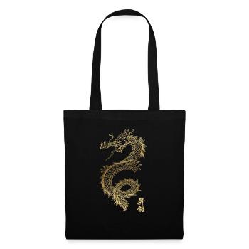 Cool Dragon d'or chinois - Sac en tissu - noir - Devant